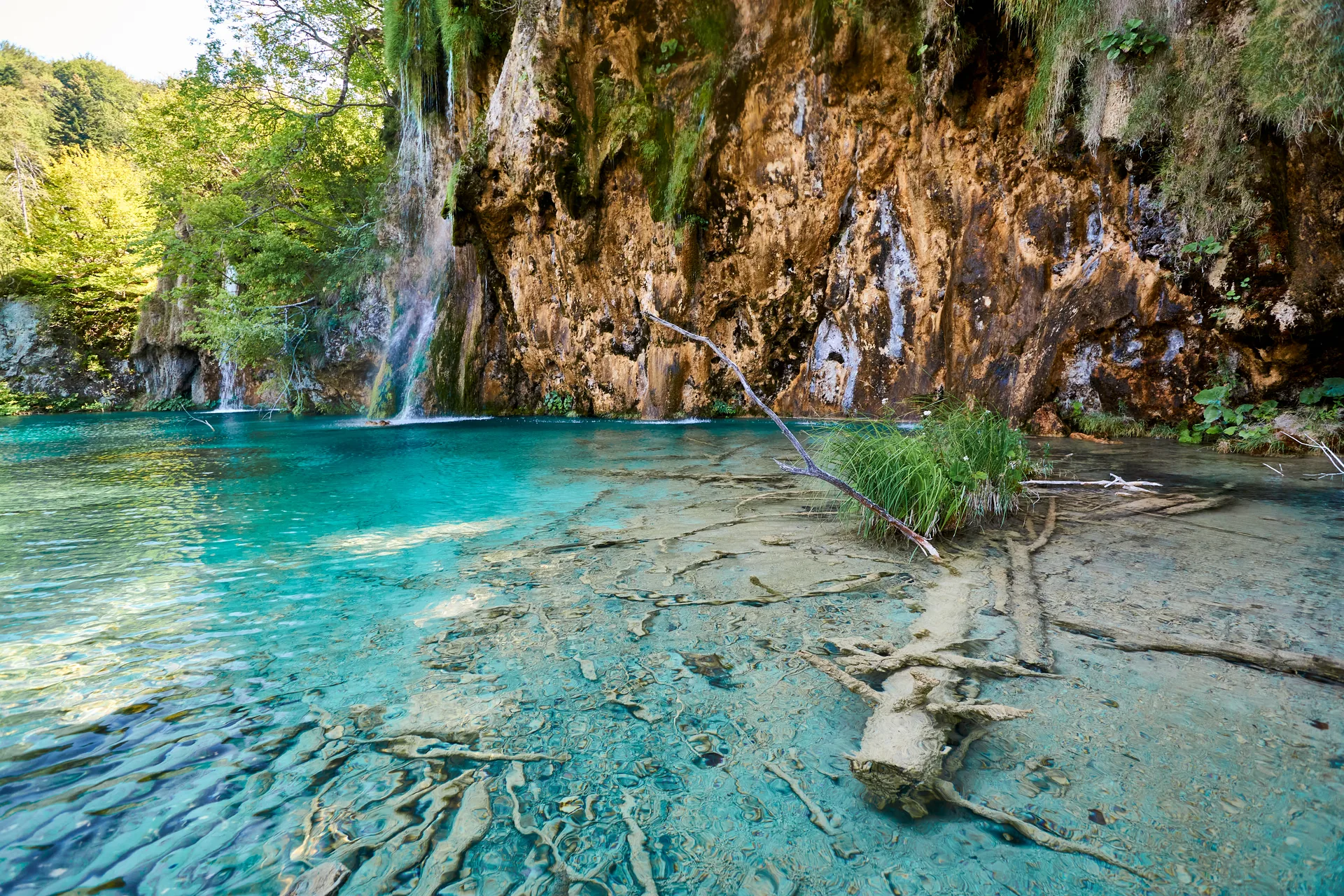 Turquoise terraced lakes and waterfalls at Plitvice Lakes National Park, Croatia